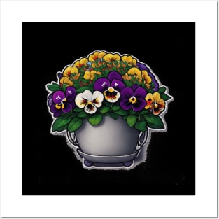 Pansy Flower Leaves Floral Illustration Vintage Posters and Art